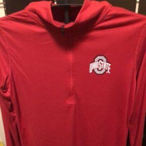 OHIO STATE BUCKEYES 1/4 Zip Pullover - Large Scarlet & Gray Authentic Apparel